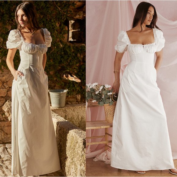 House of CB 'Felizia' White Puff Sleeve Maxi Sundress NWOT - Picture 1 of 11